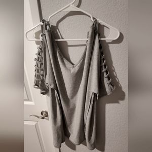Grey top with cut sleeves